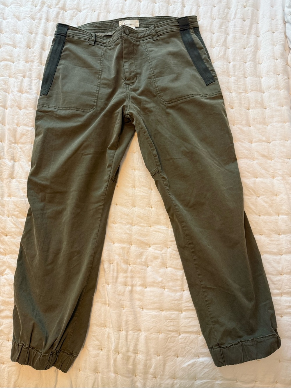 Anthropologie Olive Green Cargo Jogger Pants with Trim